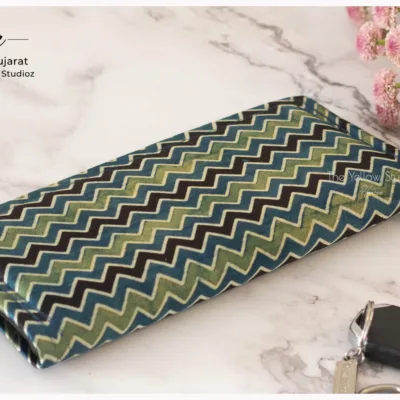 Blue - Green - Black stripes Ajrakh Clutch