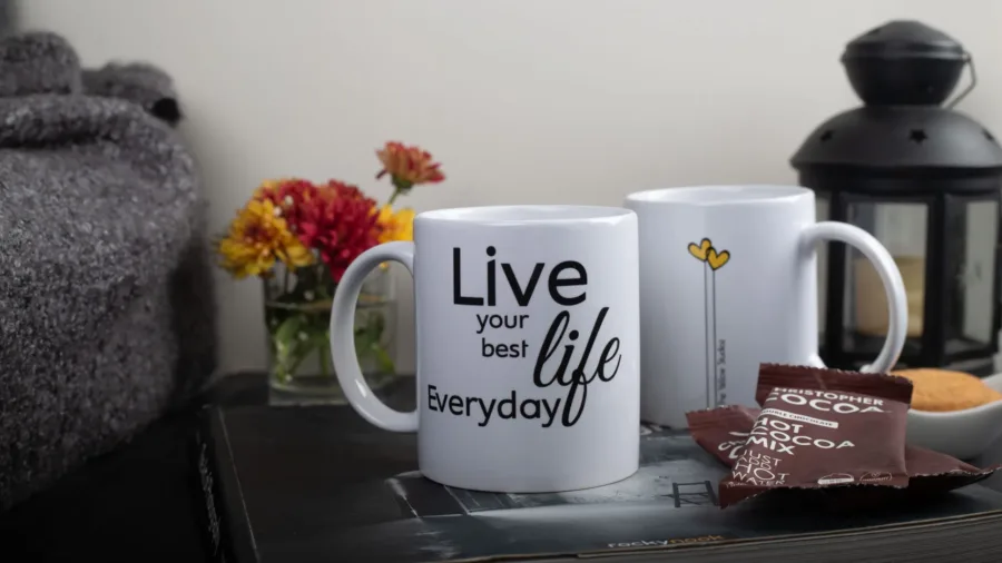 White Mug with Quote - Live your best life Everyday