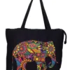 Multicolored Elephant Handmade Canvas Tote Bag