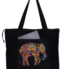 Multicolored Elephant Handmade Canvas Tote Bag