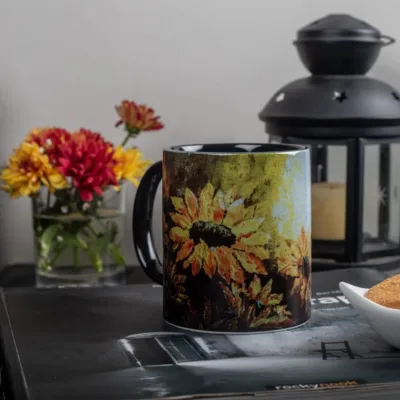 Coffee Mug with Sunflower print and Quote - It's a Good Day to be Happy