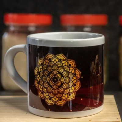 Tea mug with Golden Mandala Print