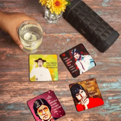 Iconic (Amitabh Bachchan) AB quotes coaster set