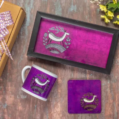 Indian Flair Deer Gift Box - Mug, Tray and Coaster.