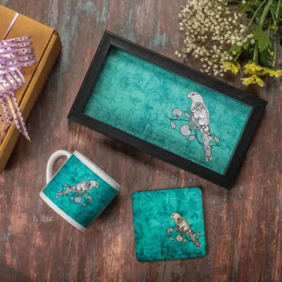 Indian Flair Deer Gift Box - Mug, Tray and Coaster.