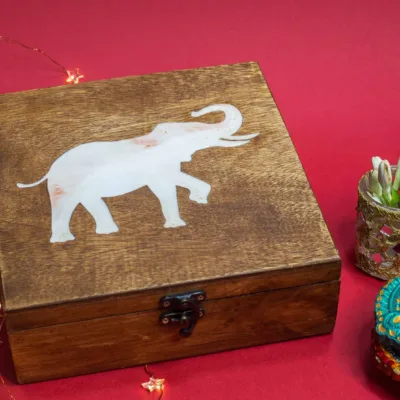 Ganesha in a White Gaja wooden box 2