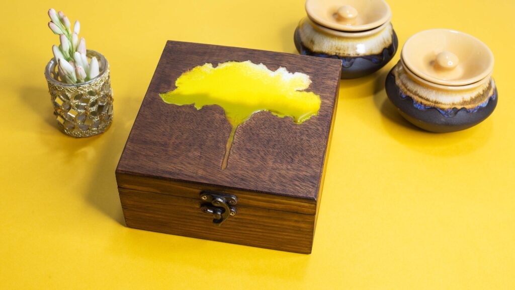 Yellow Pushp box wooden