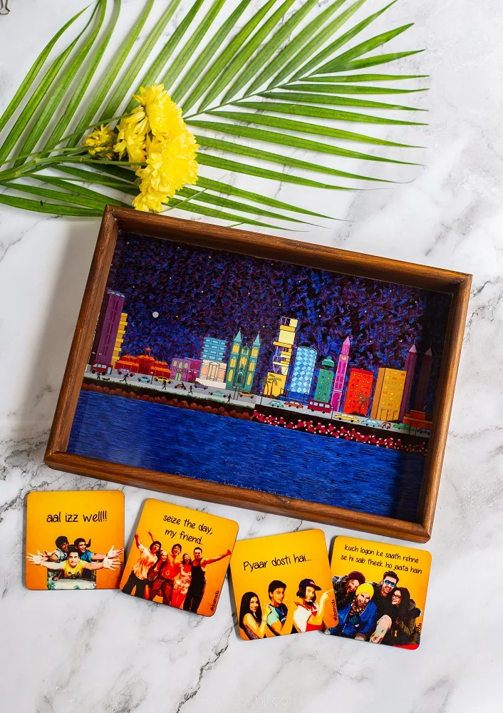 The Mumbai Bollywood Tray and Coaster Set