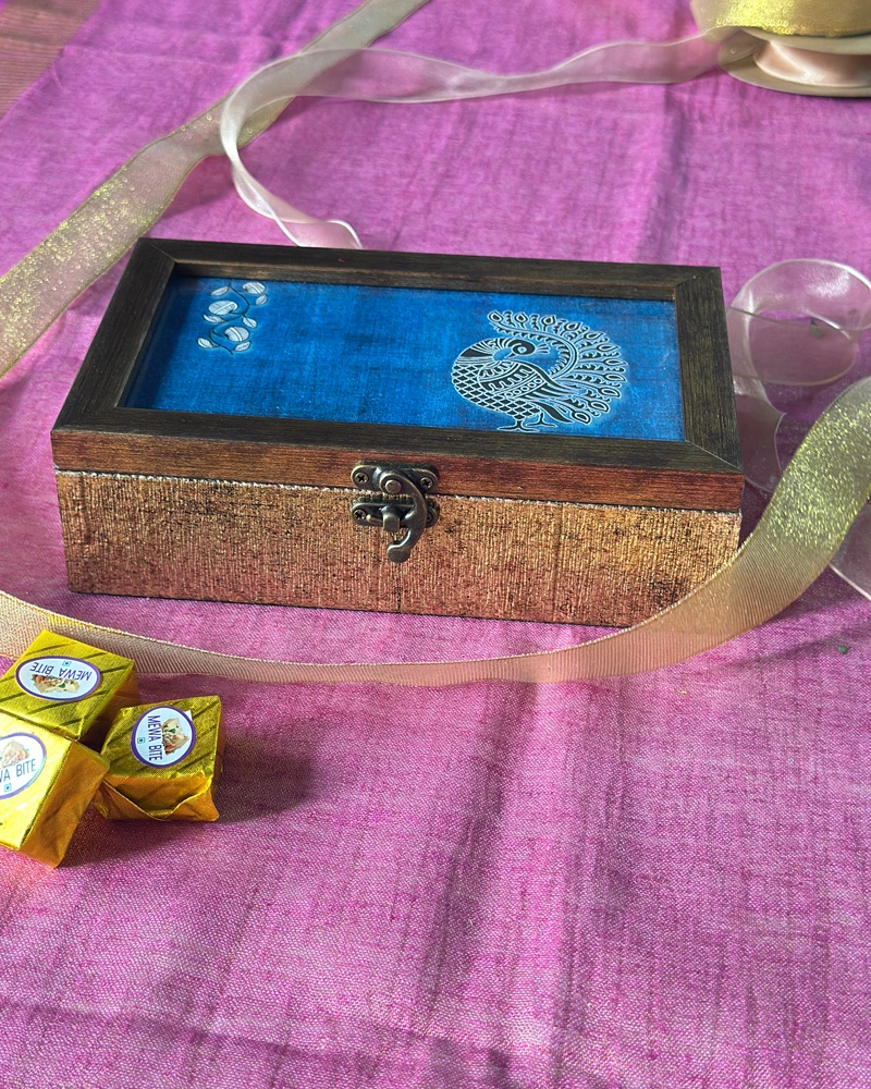 Blue Peacock - Rectangle box Blue Peacock - Rectangle Trinket box