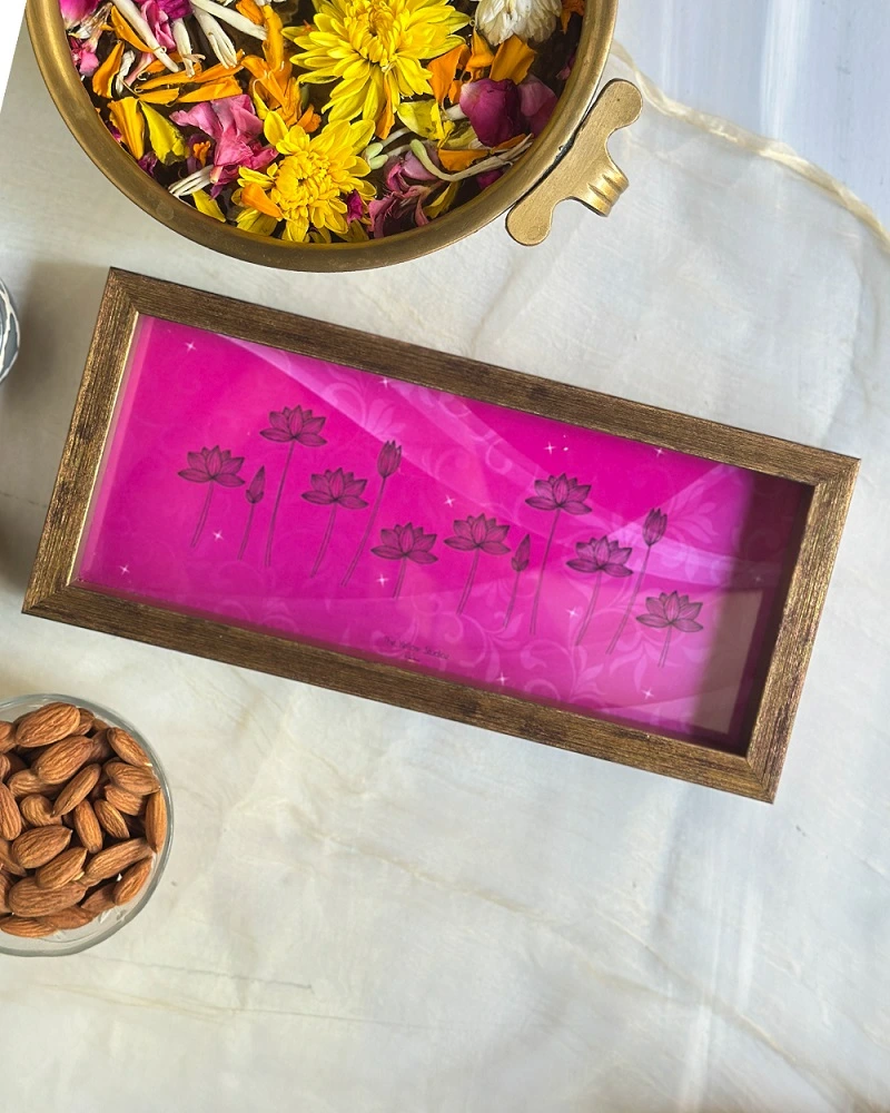Pink Lotus Tray – Rectangle Pink Lotus Tray