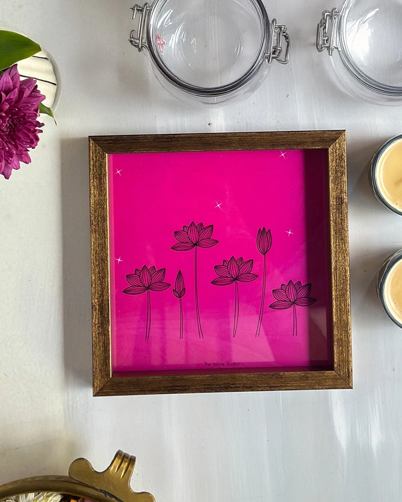 Pink lotus square tray Pink Lotus Tray